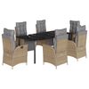 vidaXL 7 pcs conj. jantar jardim c/ almofad&otilde;es vime PE bege misturado