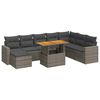 vidaXL 9 pcs conjunto sof&aacute;s p/ jardim com almofad&otilde;es vime PE cinzento