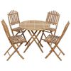 vidaXL 5 pcs conj. de jantar dobrável c/ almofadões p/ exterior bambu