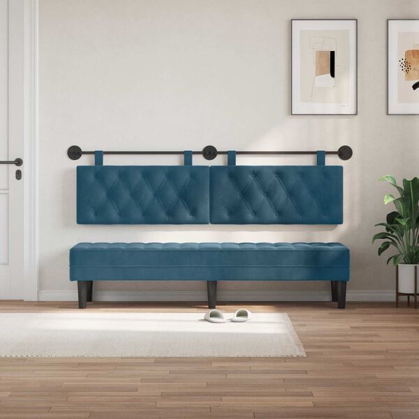 vidaXL Cabeceira Suspensa Azul 170 x 55 x 7 cm Veludo