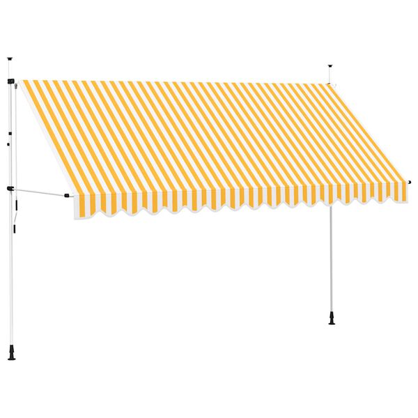 vidaXL Toldo retr&aacute;til manual 400 cm riscas laranjas e brancas