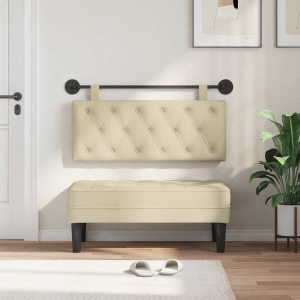 vidaXL Cabeceira Suspensa Creme 110 x 55 x 7 cm tecido