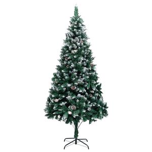 vidaXL &Aacute;rvore de Natal artificial com pinhas e neve branca 240 cm