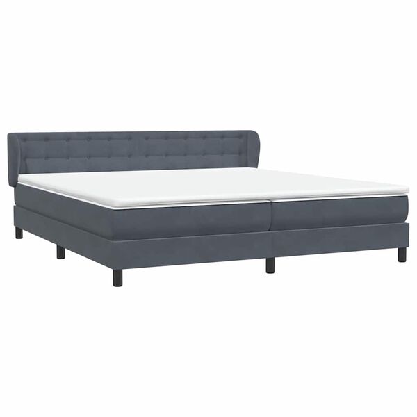 vidaXL Cama com molas/colch&otilde;es 180x220 cm veludo cinzento-escuro