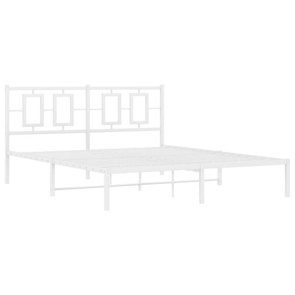 vidaXL Estrutura de cama com cabeceira 160x200 cm metal branco