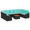 vidaXL Conjunto de Sof&aacute; de Jardim 10 unid. Preto vime PE