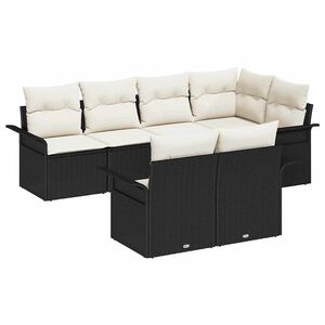 vidaXL Conjunto de Sof&aacute; de Jardim 7 pcs Preto Rattan Sint&eacute;tico