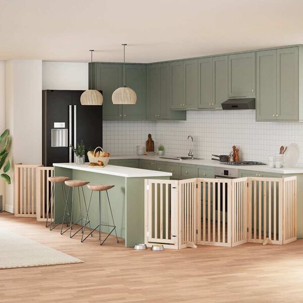 vidaXL Port&atilde;o para c&atilde;es com porta dobr&aacute;vel 15 pain&eacute;is 750 cm &aacute;lamo