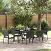 vidaXL Conjunto de Jantar para Jardim com almofada 7 pcs Preto vime PE