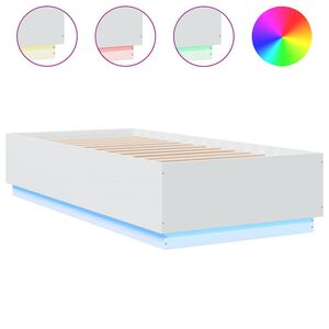 vidaXL Estrutura cama c/ luzes LED 90x200 cm derivados madeira branco