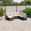 vidaXL 7 pcs conjunto de sof&aacute;s p/ jardim c/ almofad&otilde;es vime PE preto