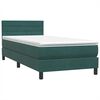 vidaXL Cama com molas/colch&atilde;o 100x210 cm veludo verde-escuro