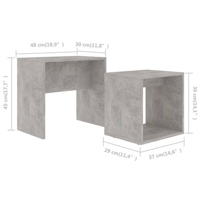 vidaXL Conjunto mesas de centro 48x30x45cm contraplacado cinza cimento