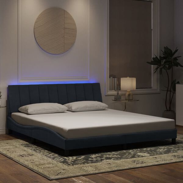 vidaXL Estrutura de cama com LED sem colch&atilde;o Hanko 180x200cm veludo cinzento-escuro