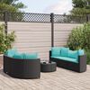 vidaXL 7 pcs conjunto de sof&aacute;s p/ jardim c/ almofad&otilde;es vime PE preto