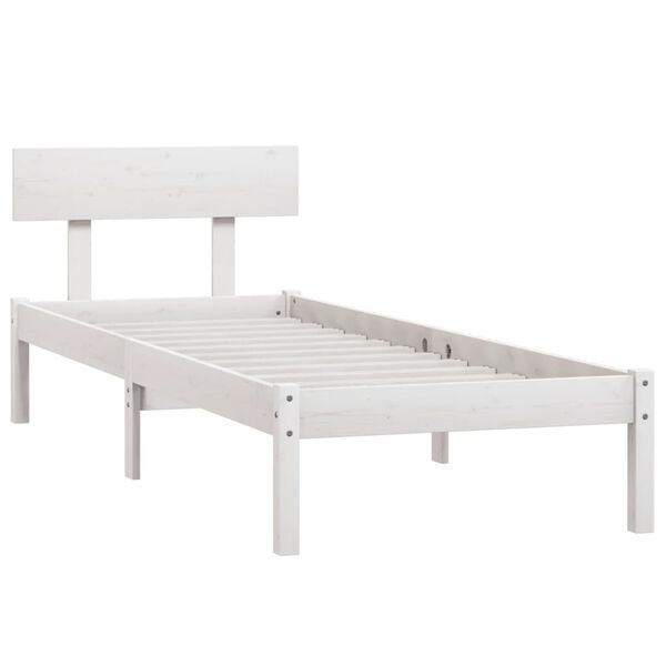 vidaXL Estrutura de cama 100x200 cm madeira pinho maci&ccedil;o branco