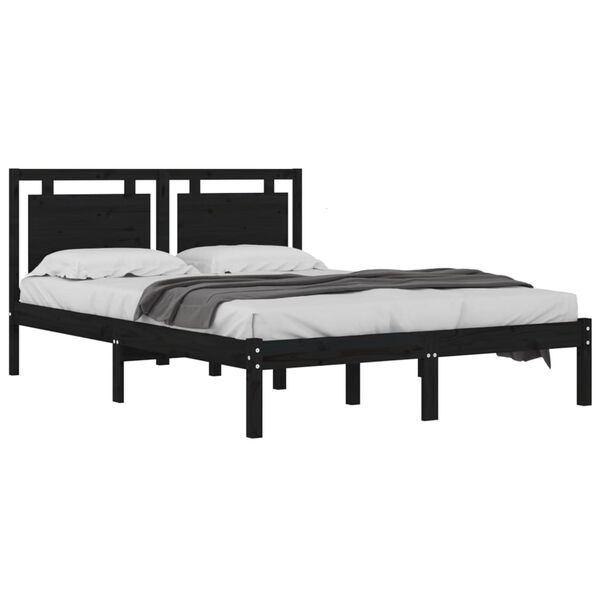 vidaXL Estrutura de cama 200x200 cm madeira maci&ccedil;a preto