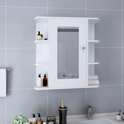 vidaXL Armário espelhado para casa de banho 66x17x63 cm MDF branco