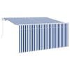vidaXL Toldo Retr&aacute;til Azul e Branco 300 x 200 cm Poli&eacute;ster e Alum&iacute;nio