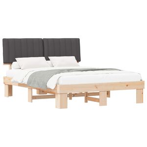 vidaXL Estrutura de Cama com Cabeceira Estofada Cinzento-Escuro