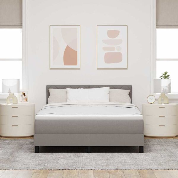 vidaXL Cama Box com colch&atilde;o Cinzento-acastanhado 140 x 200 cm tecido