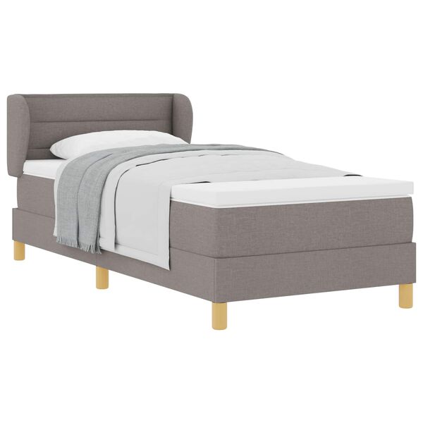vidaXL Cama Box com colch&atilde;o Cinzento-acastanhado 100 x 200 cm tecido