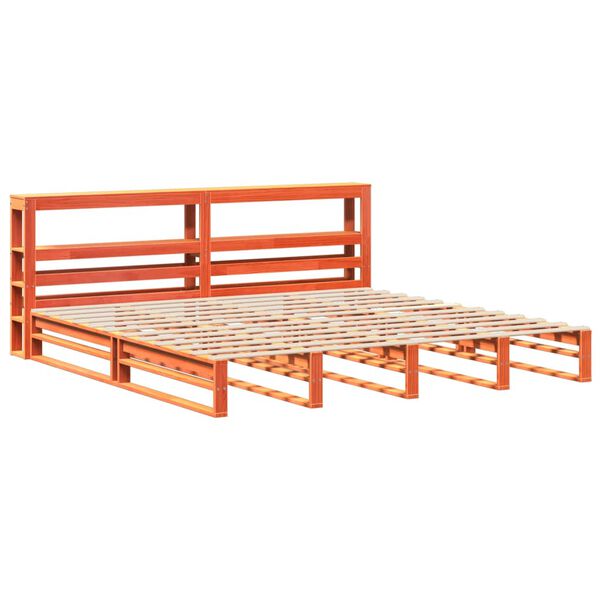 vidaXL Cama sem colch&atilde;o 200x200 cm pinho maci&ccedil;o castanho-mel
