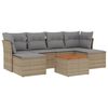 vidaXL 7 pcs conjunto de sof&aacute;s p/ jardim com almofad&otilde;es vime PE bege
