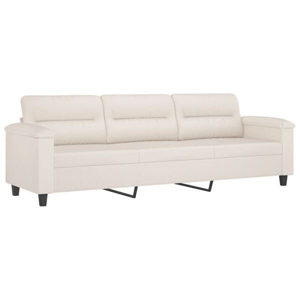 vidaXL Sof&aacute; de 3 lugares c/ apoio de p&eacute;s 210 cm tecido microfibra bege