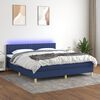 vidaXL Cama box spring c/ colch&atilde;o e LED 160x200 cm tecido azul