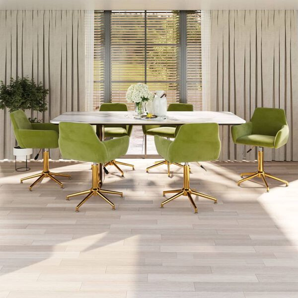 vidaXL Cadeiras de jantar girat&oacute;rias 6 pcs veludo verde-claro