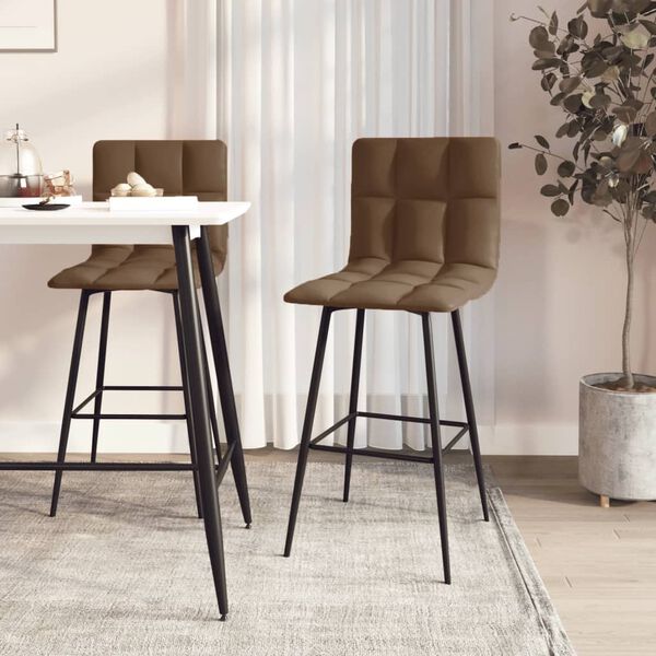 vidaXL Bancos de bar 2 pcs couro artificial castanho-escuro