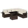 vidaXL 7 pcs conjunto de sof&aacute;s jardim c/ almofad&otilde;es vime PE castanho