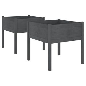 vidaXL Vaso/floreira de jardim 2 pcs 70x70x70 cm pinho maci&ccedil;o cinzento
