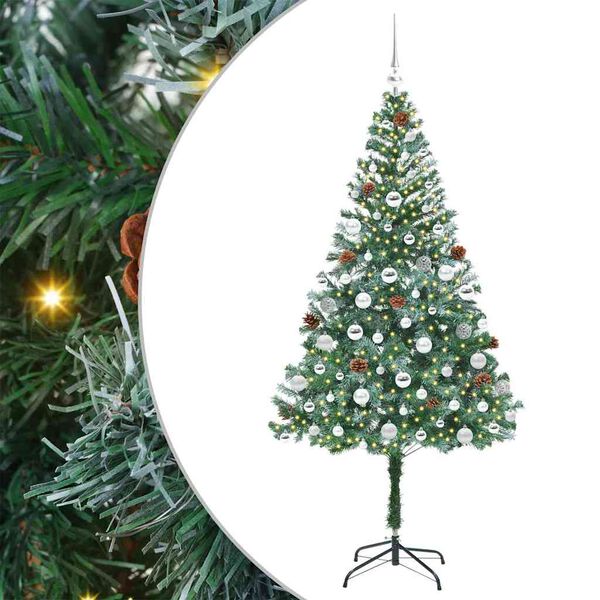 vidaXL &Aacute;rvore de Natal Artificial com 300 LEDs Verde 180 cm PVC e A&ccedil;o