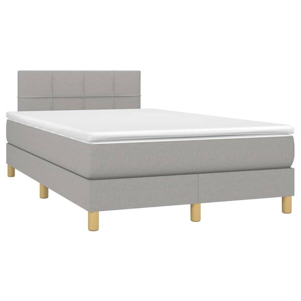 vidaXL Cama boxspring com colch&atilde;o 120x190 cm tecido cinzento-claro