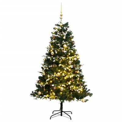 vidaXL Árvore Natal artificial articulada c/ 300 luzes LED+bolas 210cm