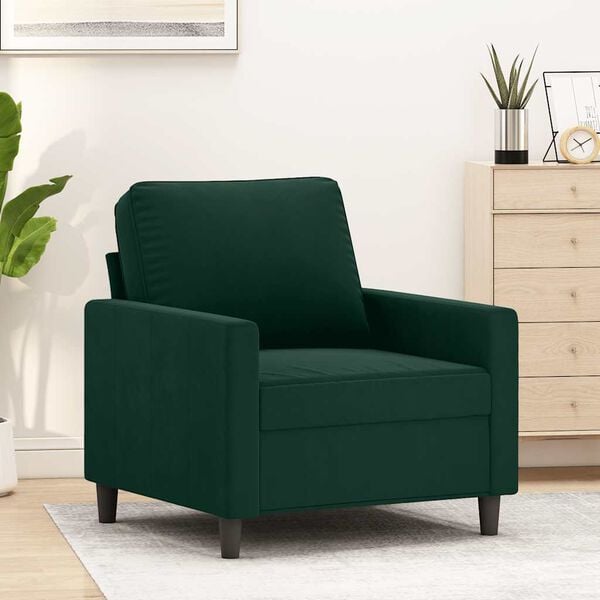 vidaXL Poltrona 60 cm veludo verde-escuro
