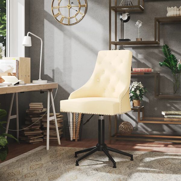 vidaXL Cadeira de escrit&oacute;rio girat&oacute;ria veludo cor creme