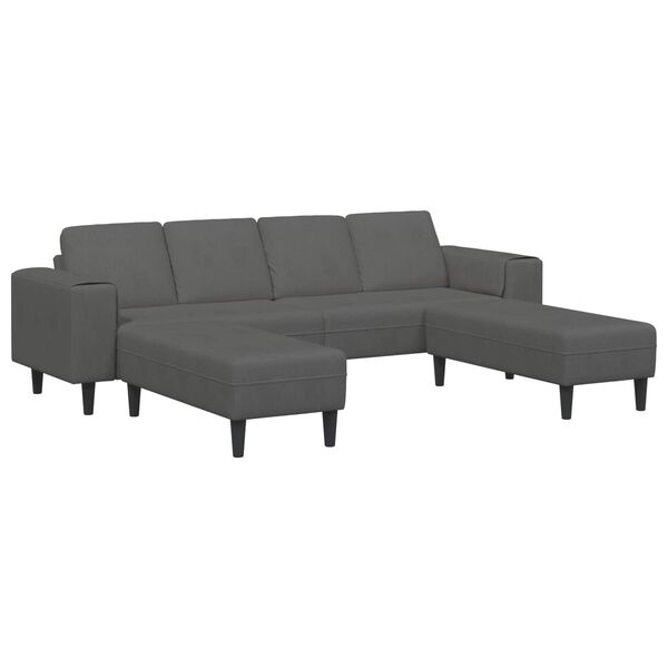 vidaXL Sof&aacute; Cinza Escuro 250 x 188 x 76 cm Tecido de Veludo Cotele