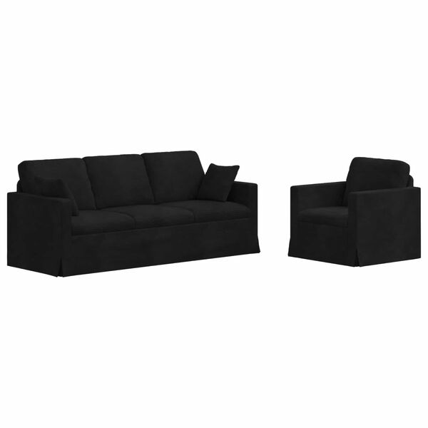 vidaXL Sof&aacute; 2 pcs Preto Dimens&otilde;es gerais: 198 x 78 x 80 cm (L x P x A)