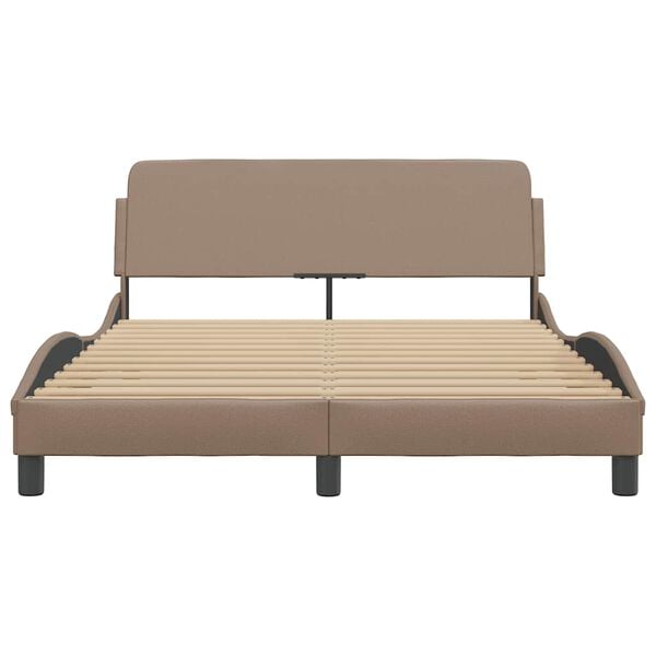 vidaXL Estrutura de cama Dover 120x200 cm couro artificial cappuccino