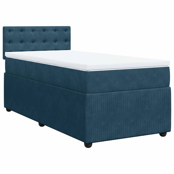 vidaXL Cama boxspring com colch&atilde;o 90x190 cm veludo azul