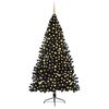 vidaXL &Aacute;rvore de Natal Artificial Pr&eacute;-iluminada Preto 240 cm PVC