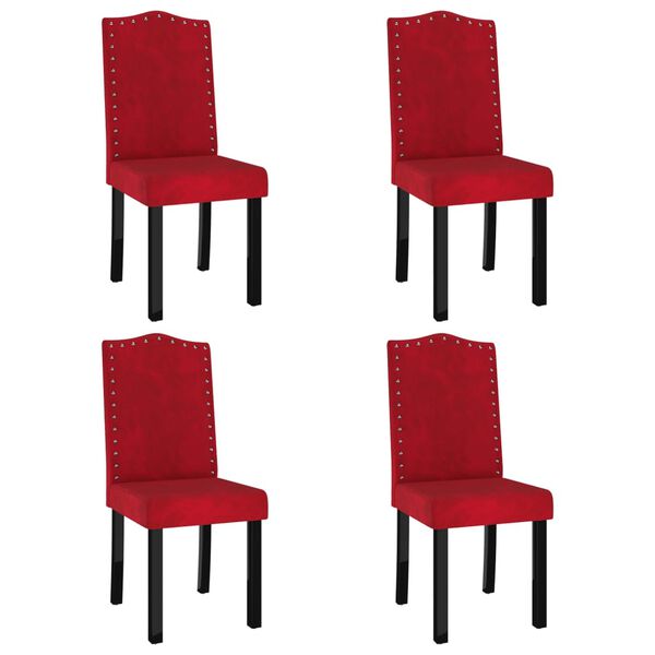vidaXL Cadeiras de jantar 4 pcs veludo vermelho tinto