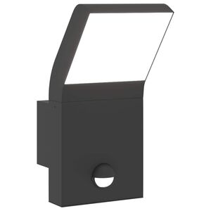 vidaXL Candeeiro parede LED exterior c/ sensor alum&iacute;nio fundido preto