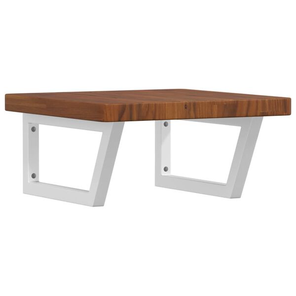 vidaXL Prateleira de parede p/ lavat&oacute;rio a&ccedil;o/madeira carvalho maci&ccedil;a