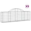 vidaXL Cestos gabi&atilde;o arqueados 9 pcs 200x30x60/80 cm ferro galvanizado