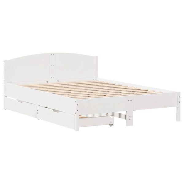 vidaXL Cama sem colch&atilde;o 140x190 cm madeira de pinho maci&ccedil;a branco