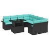 vidaXL Conjunto de Sof&aacute; de Jardim 9 pcs Preto Rattan Sint&eacute;tico